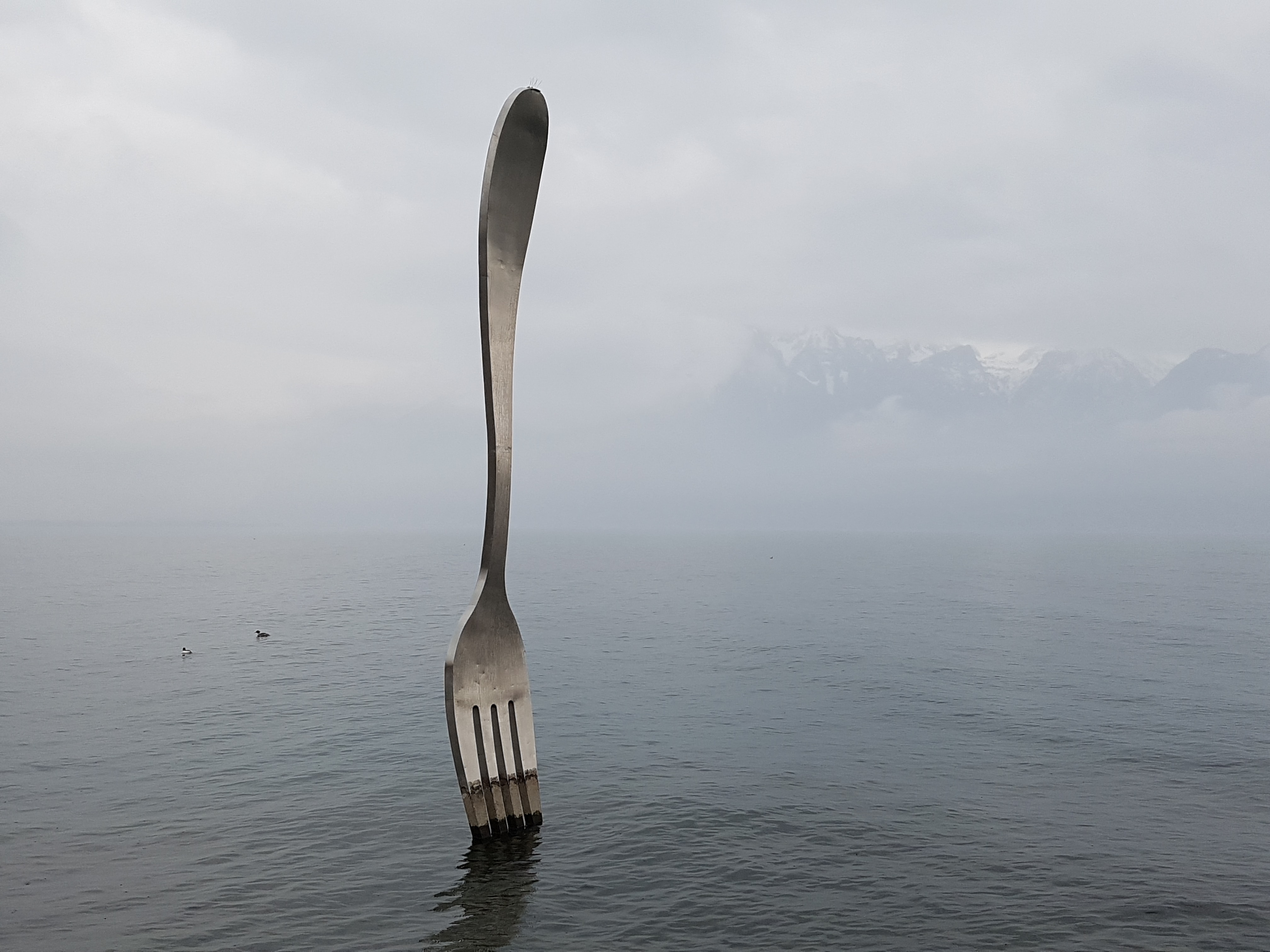 A fork standing on end