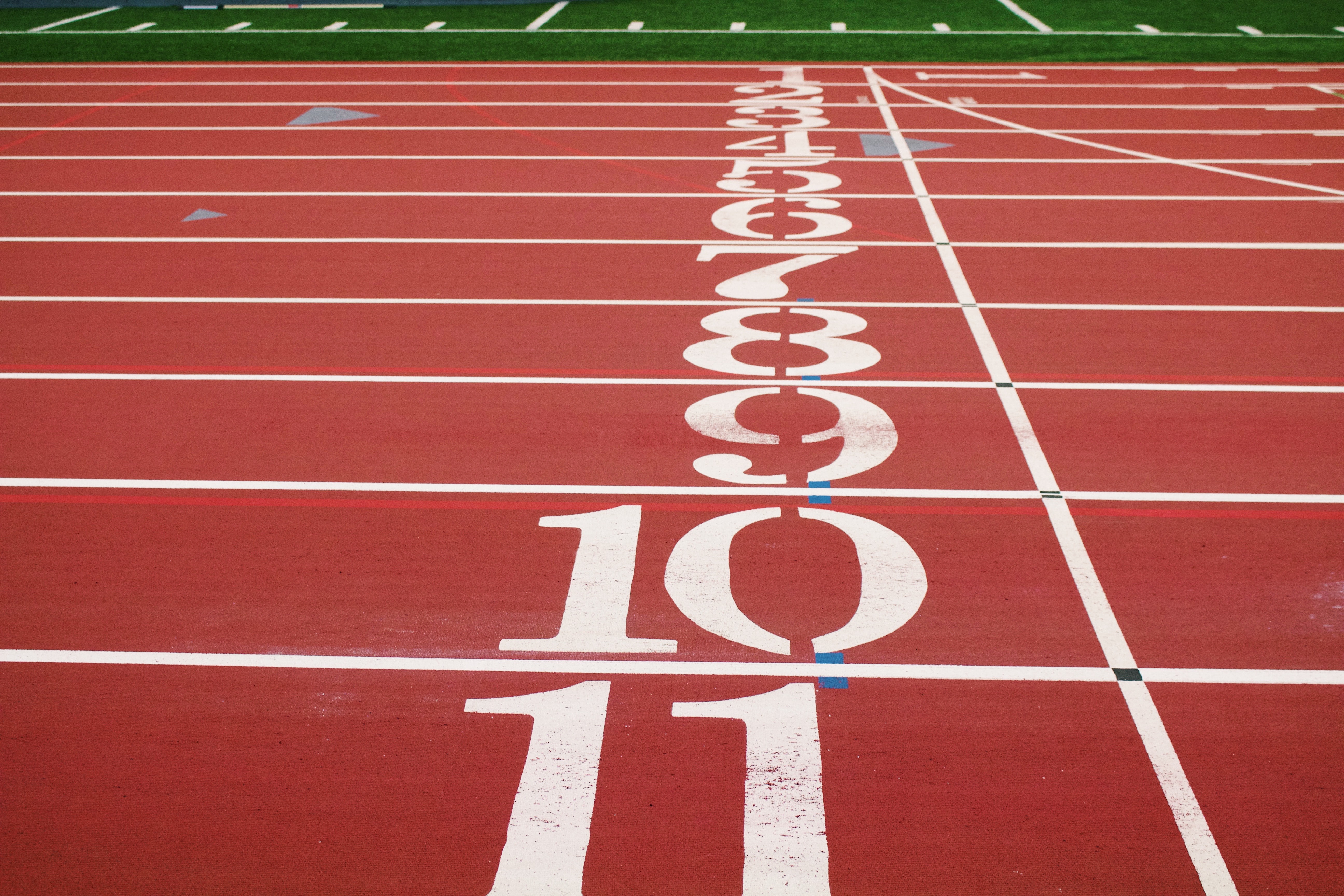 Running track with lane numbers