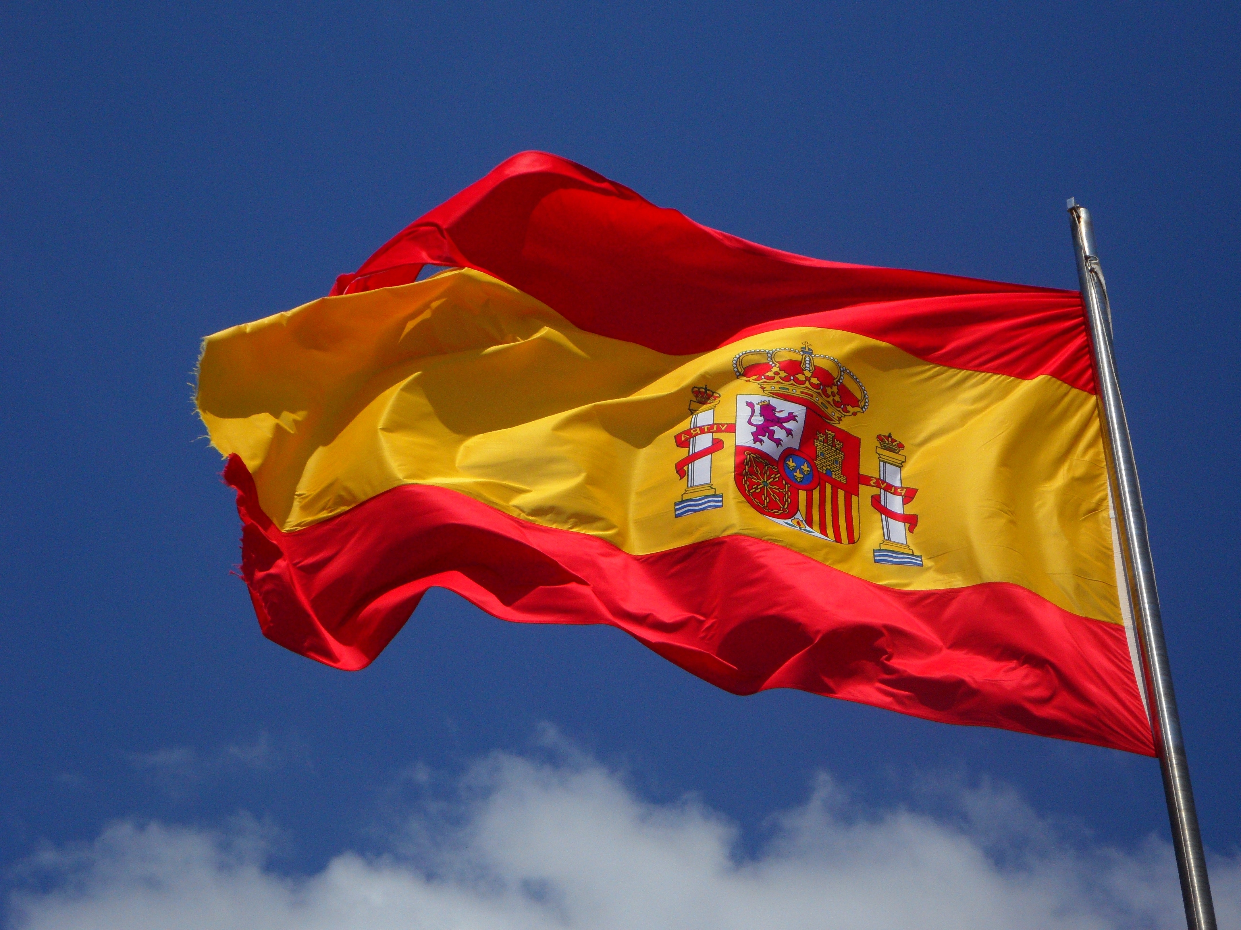 Flag of Spain flying in the wind